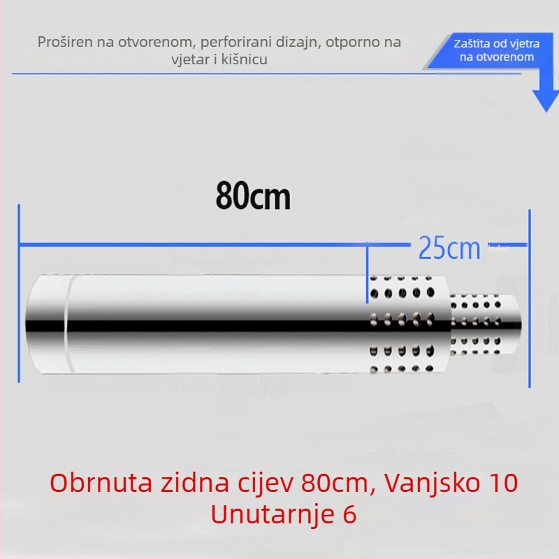 Nerđajući čelik plinska izlazna cijev za zidni kotao, dvostruki zid, koljena, model 01, debljina stijenke 0,003