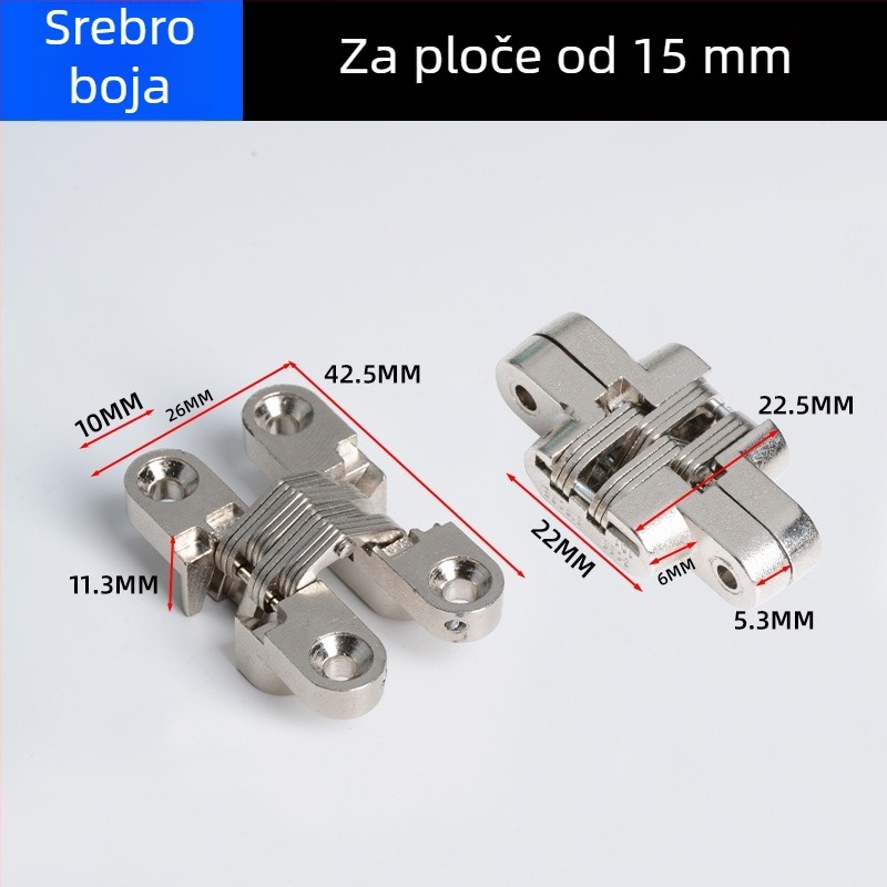 Krížni pant za vrata ormara — skrivena, sklopna, od cinkove legure