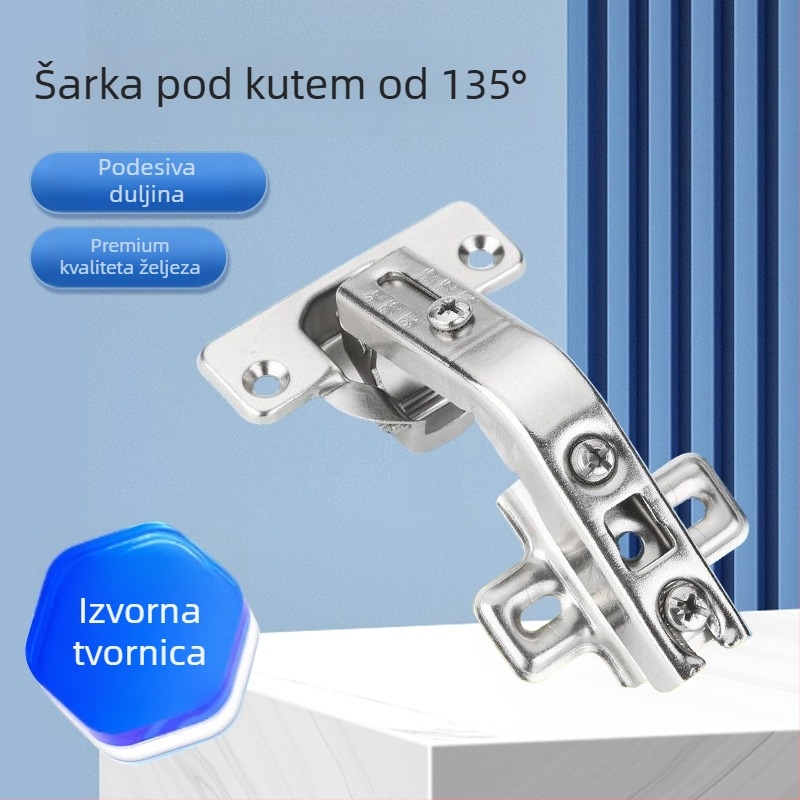 135° kutna šarka za ormariće, hladno valjani čelik, GX-135 model, univerzalna, hidraulički mehanizam zatvaranja