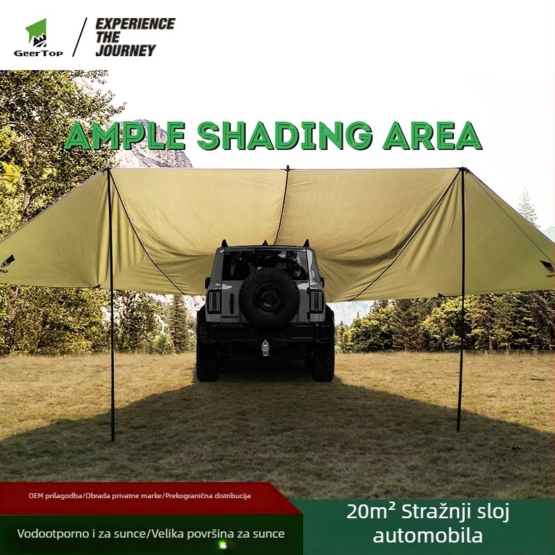 Stražnji tend auto – prostran, za više osoba, vodootporan 3000 mm, polyester tkanina, oblik leptira