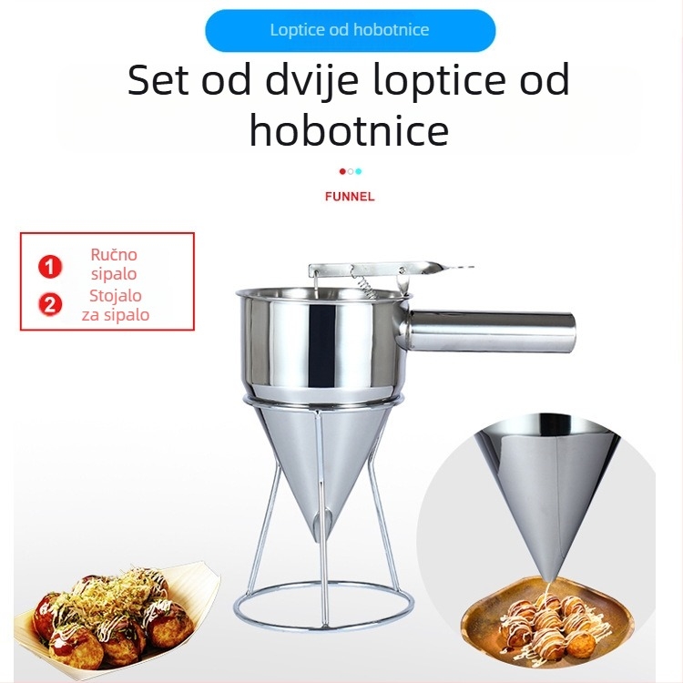 Nehrđajući čelični lijevak za Takoyaki – konični oblik, DIY kalup; marka Zuo tian; podrijetlo Jieyang