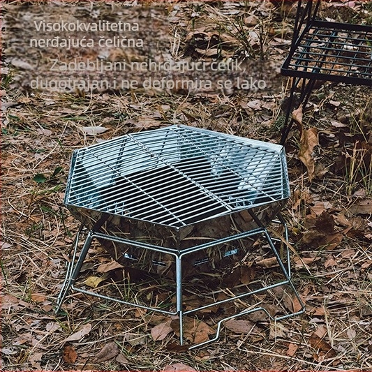 Prijenosna vanjska drvena peć za kuhanje s nehrđajućim čeličnim roštiljem, kampiranje, za 5–8 osoba