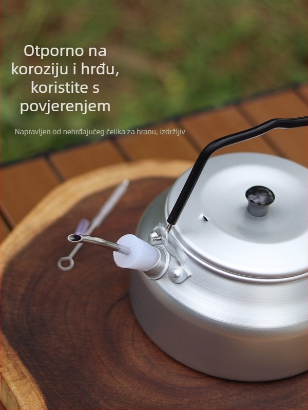 Kamp kuhalo od nehrđajućeg čelika sa silikonskim izljevom i produženim vodovodom – prijenosno, ultralak, filtracija, za 1–3 osobe
