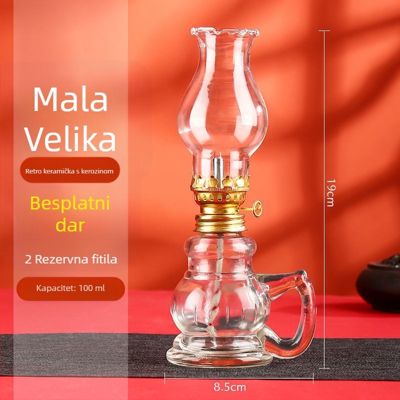 Vintage konjska lanterna sa staklenim abažurom – uljna lampa za budističke obrede i štovanje predaka