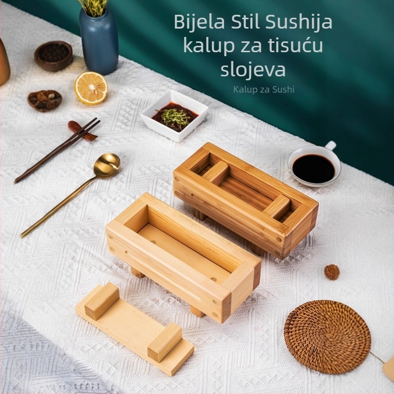 Ručna presovana forma za sushi – bambus-drevena DIY forma za japansku i korejsku kuhinju