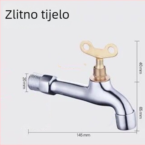 Vanjski zidni slavine s ključem za perilicu rublja, s keramičkim diskom ventila, 0–90°C, model 1202