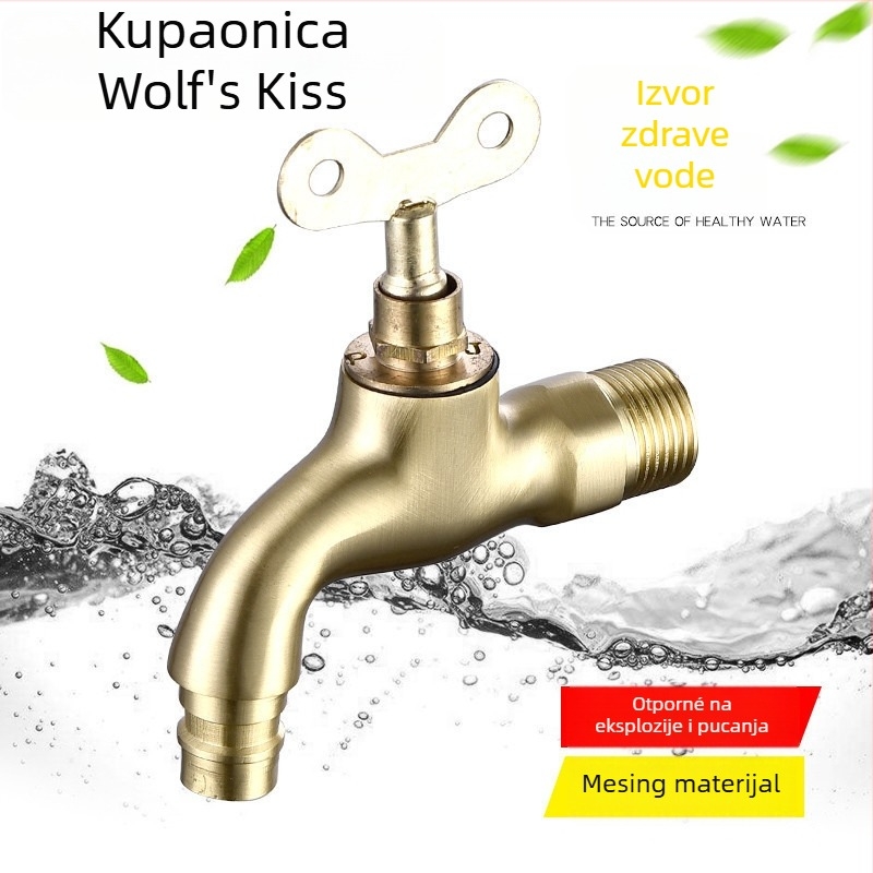 Vanjski zidni slavine s ključem za perilicu rublja, s keramičkim diskom ventila, 0–90°C, model 1202