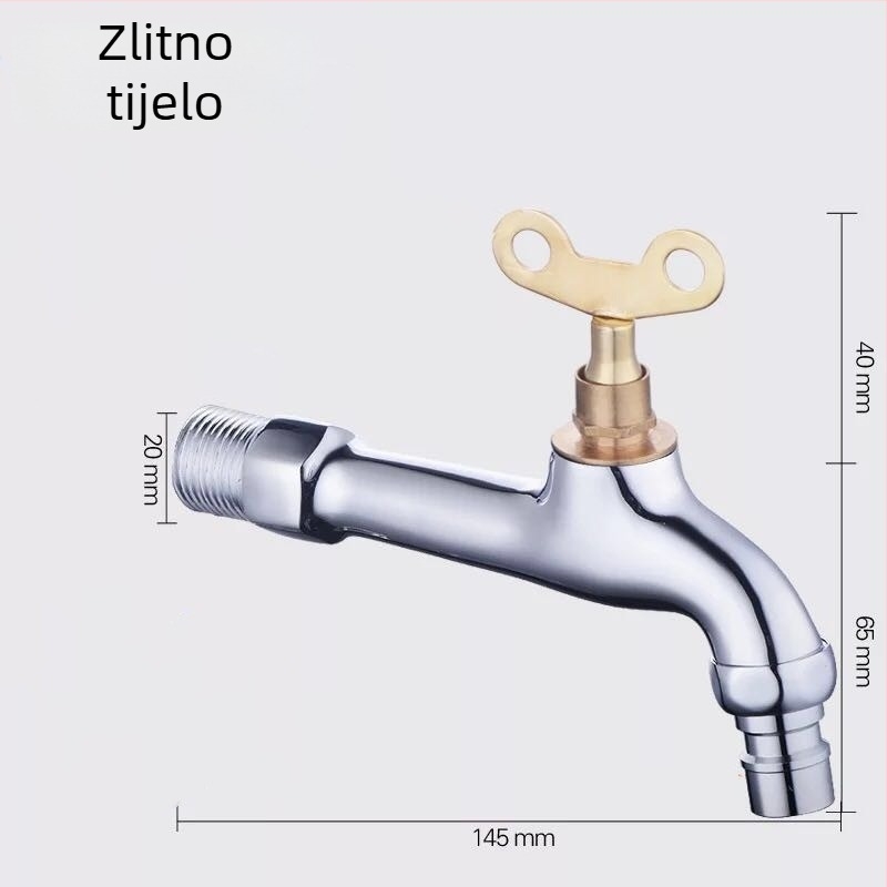 Vanjski zidni slavine s ključem za perilicu rublja, s keramičkim diskom ventila, 0–90°C, model 1202
