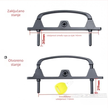 Višepunktni sigurnosni zaptivač za vrata i prozore s ključem, od aluminijske legure, dvopunktni mehanizam zaključavanja