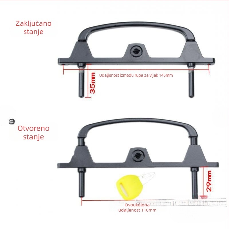 Višepunktni sigurnosni zaptivač za vrata i prozore s ključem, od aluminijske legure, dvopunktni mehanizam zaključavanja
