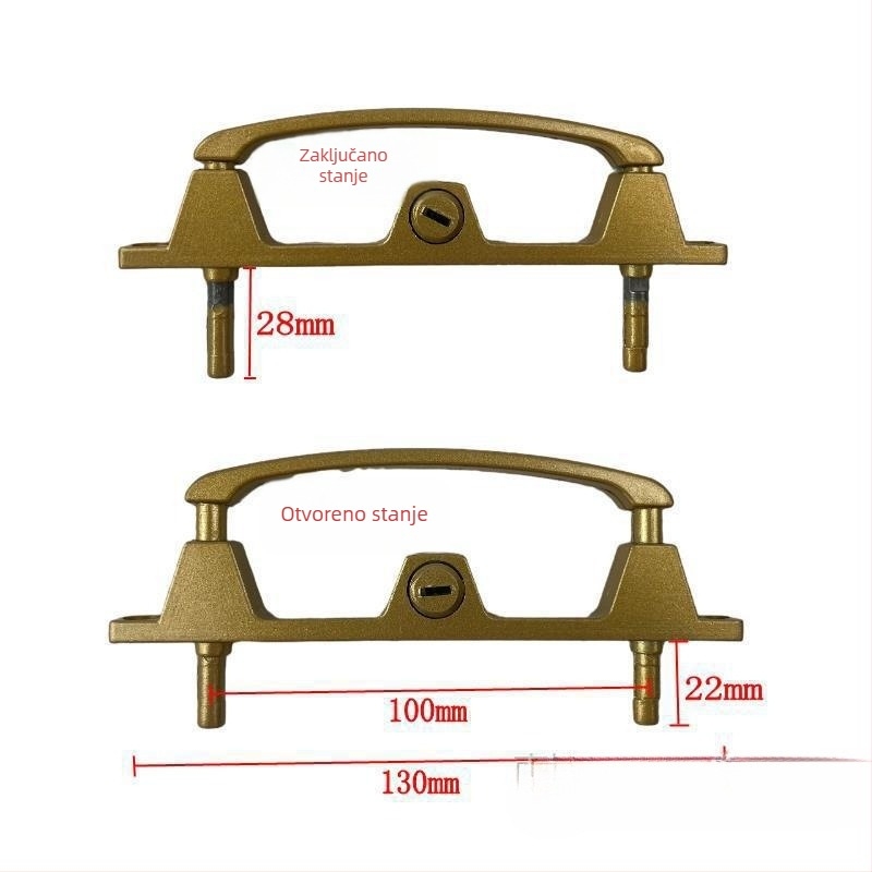 Višepunktni sigurnosni zaptivač za vrata i prozore s ključem, od aluminijske legure, dvopunktni mehanizam zaključavanja