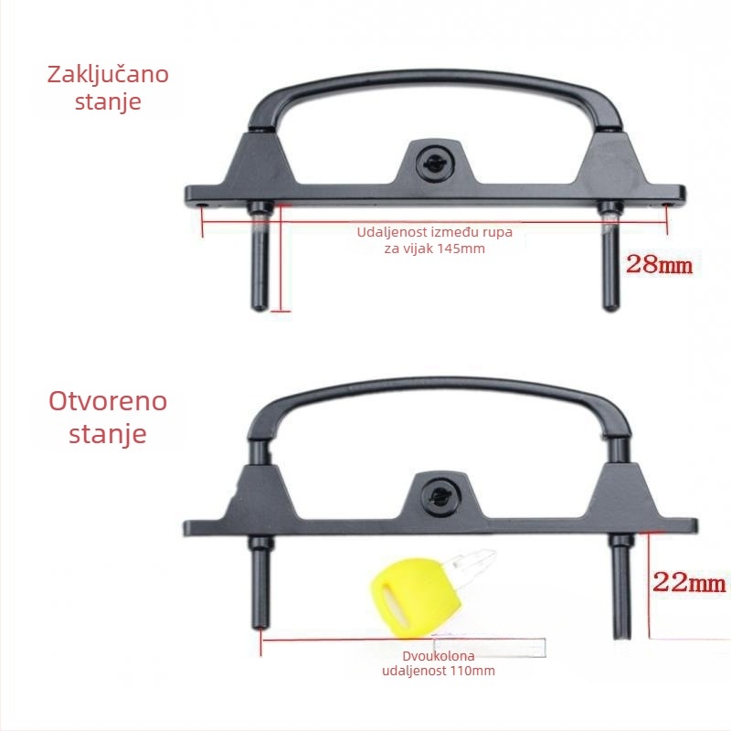 Višepunktni sigurnosni zaptivač za vrata i prozore s ključem, od aluminijske legure, dvopunktni mehanizam zaključavanja
