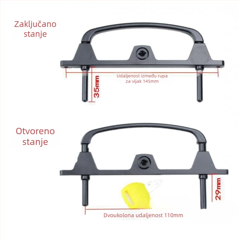 Višepunktni sigurnosni zaptivač za vrata i prozore s ključem, od aluminijske legure, dvopunktni mehanizam zaključavanja
