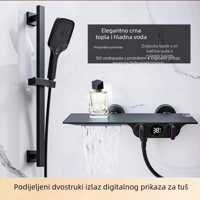 Set slavine za kadu s LED zaslonom (Bakreno tijelo; miješajući ventil; keramički jezgreni ventil; radna temperatura 0–80°C; promjer ulaza/izlaza 20,5 mm)