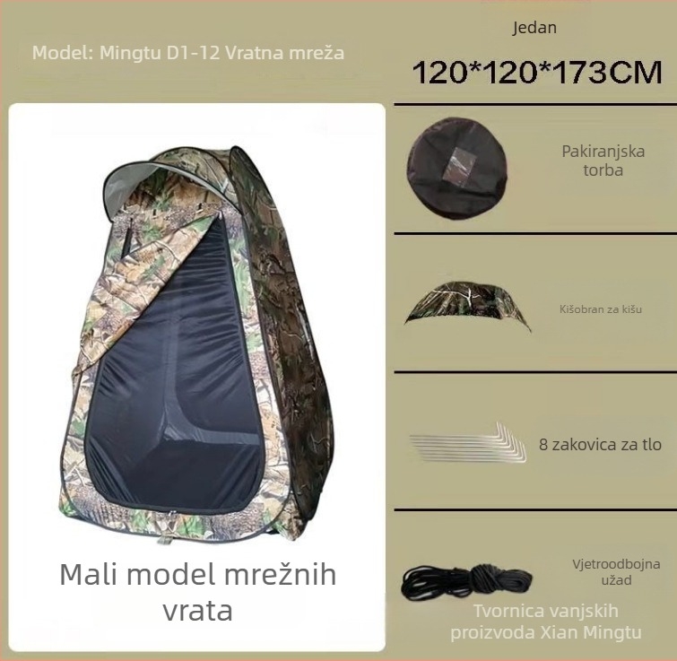 Ribarska šator s dvostrukim slojem, brzo postavljanje, kapacitet 1–2 osobe, težina 3 kg, vodootpornost 2000–3000 mm