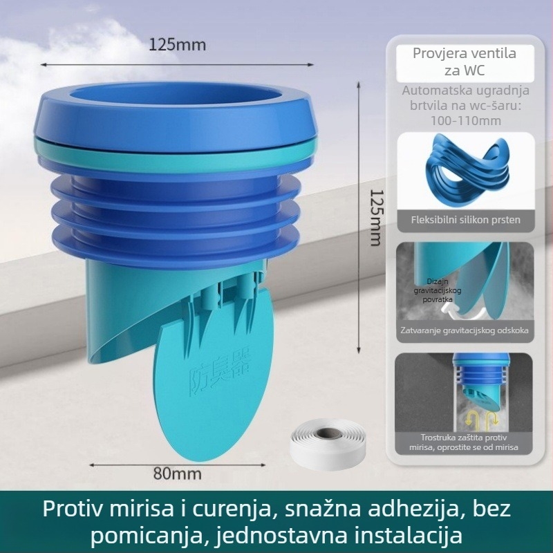 Brtva za WC prirubnicu, debeli integrirani brtveni prsten, nepropusno, materijal ABS + silikon gel, marka Mubin