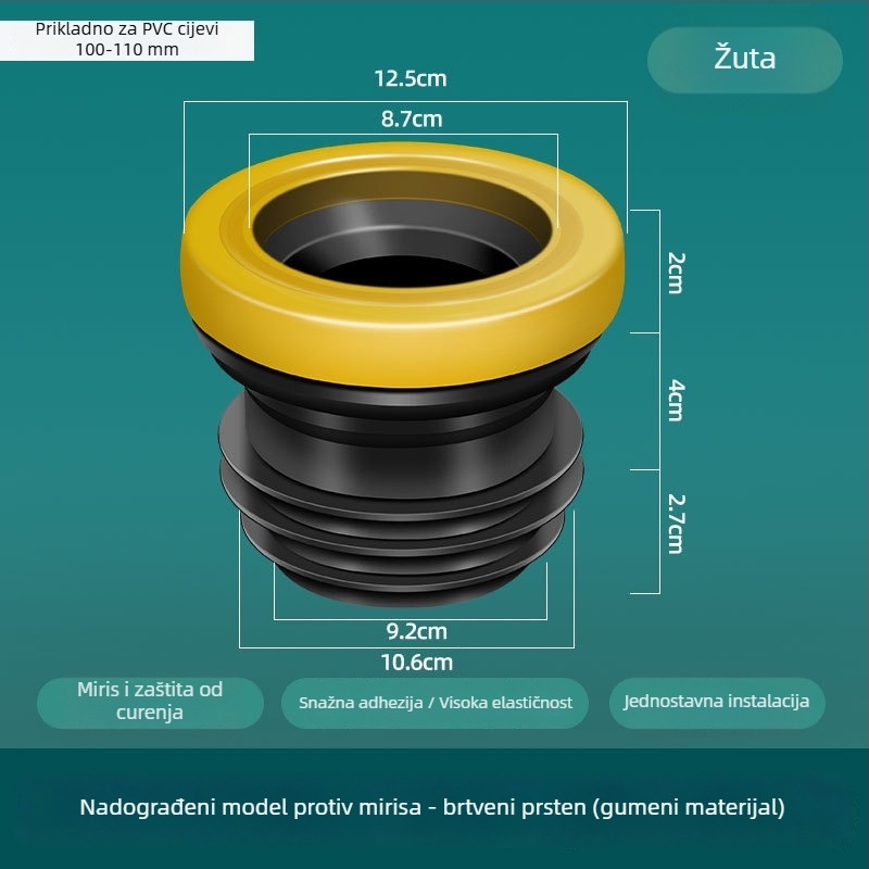 Brtva za WC prirubnicu, debeli integrirani brtveni prsten, nepropusno, materijal ABS + silikon gel, marka Mubin