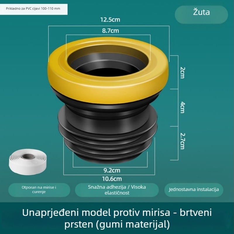 Brtva za WC prirubnicu, debeli integrirani brtveni prsten, nepropusno, materijal ABS + silikon gel, marka Mubin