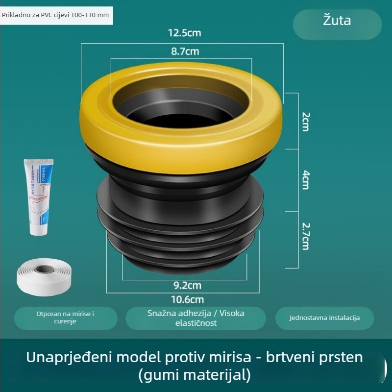 Brtva za WC prirubnicu, debeli integrirani brtveni prsten, nepropusno, materijal ABS + silikon gel, marka Mubin
