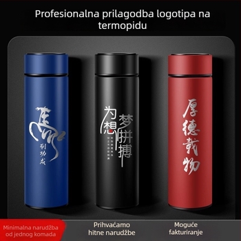 Termos šalica s prikazom temperature, velika kapaciteta, vakuumska izolacija, unutarnji 304 nehrđajući čelik, odjeljak za čaj, prilagođavanje logotipa