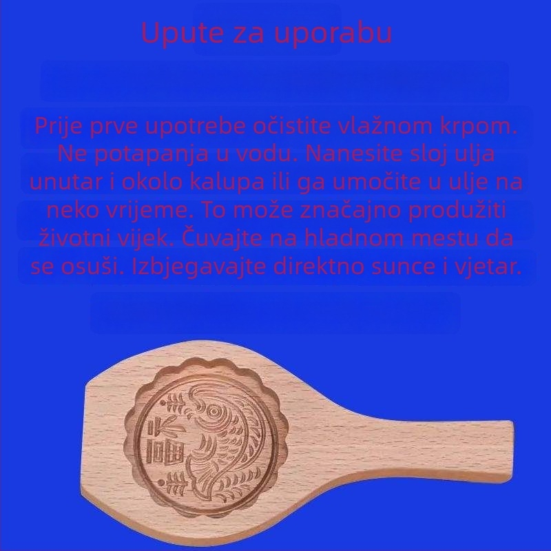 Drveni set kalupa za mooncake, kućna upotreba, kompletan set s ispisom znaka Fu, za izradu ljeplivog rižinog kolača