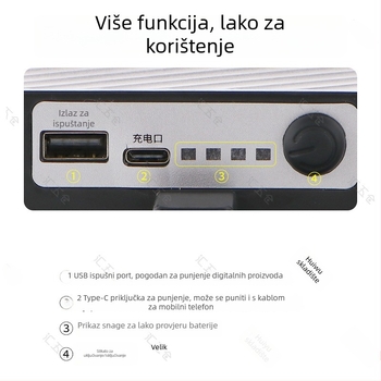 Prijenosna LED kamp lampa za ulične štandove, 432 LED dioda, 150W, ulaz 5V/2A, vanjsko snažno osvjetljenje