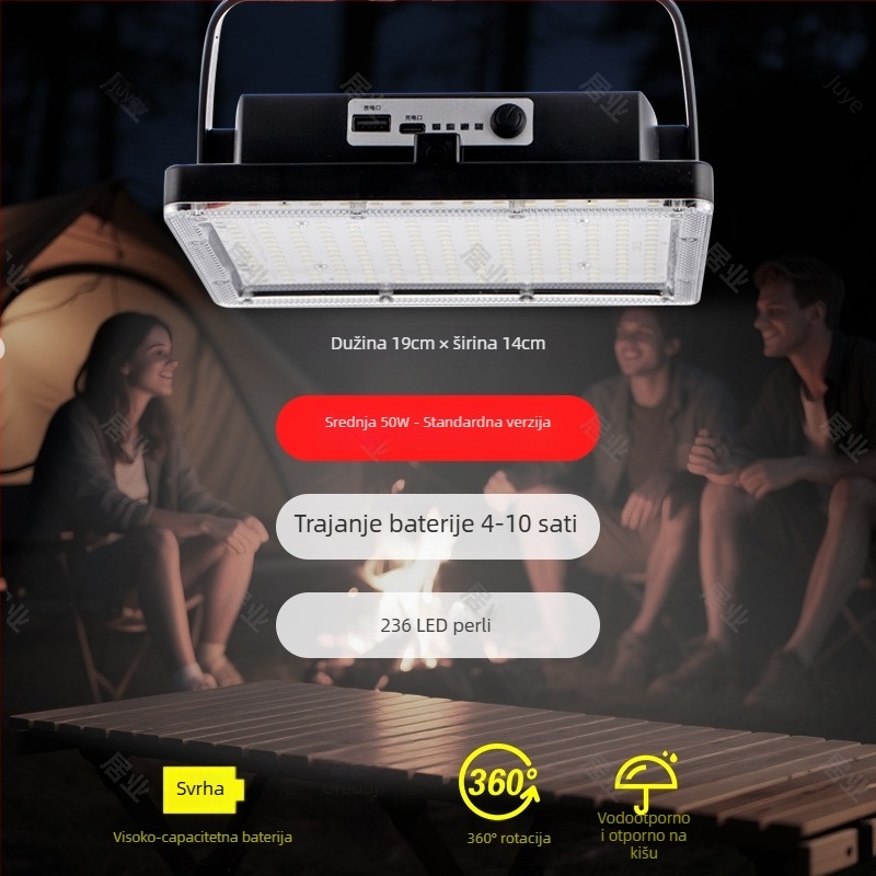 Prijenosna LED kamp lampa za ulične štandove, 432 LED dioda, 150W, ulaz 5V/2A, vanjsko snažno osvjetljenje