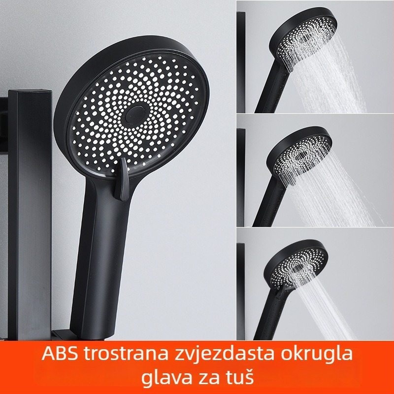 Set glave tuša s ručnim mlazom i crijevom - Top-Spray kiša, nehrđajući čelik, okretna postolja