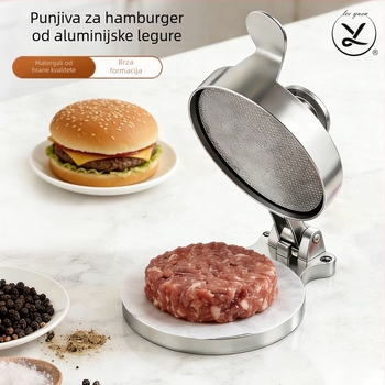 Ručni formirač hamburgera, aluminijska legura, podesiva debljina, kuhinjski alat