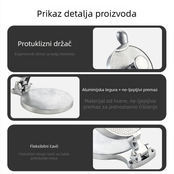 Ručni formirač hamburgera, aluminijska legura, podesiva debljina, kuhinjski alat