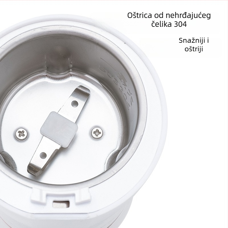 Mlin za žitarice i kavu - nehrđajući čelik, električni mini stolni mlin, Guoxin, 60W, 10000 RPM, 2 oštrice, 110-240V