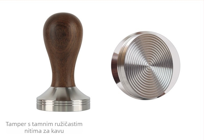 Set za distribuciju kave prašine s drvenom i nehrđajućeg čelika ručkom, laserom graviran logotip, prilagodljivo, težina 350–420 g