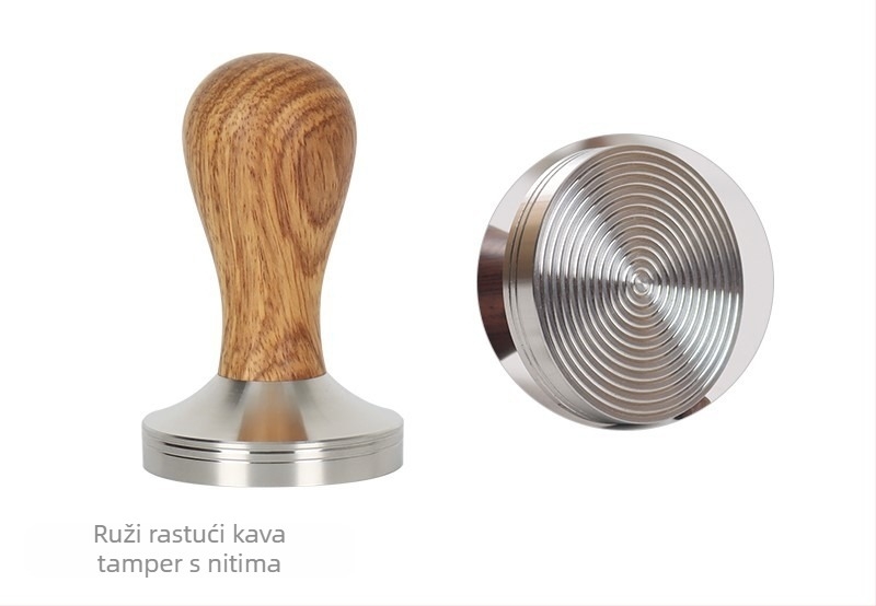 Set za distribuciju kave prašine s drvenom i nehrđajućeg čelika ručkom, laserom graviran logotip, prilagodljivo, težina 350–420 g