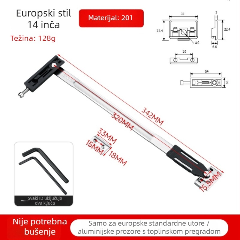 Držač prozora od nehrđajućeg čelika, europskog stila, Huashengda, moderni minimalistički dizajn, za prozore, ladice i vrata ormara