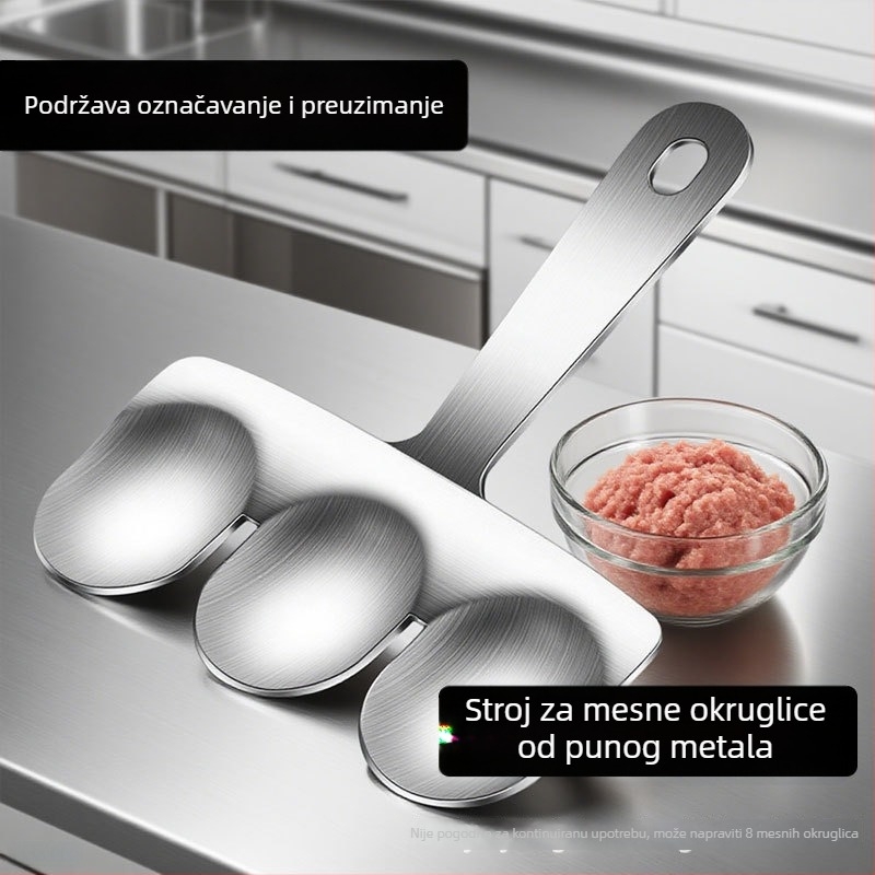Alat za mesne okruglice od nehrđajućeg čelika 304 — moderni minimalistički dizajn, mogućnost tiska logotipa, prilagodljivo, izlazi 2025.
