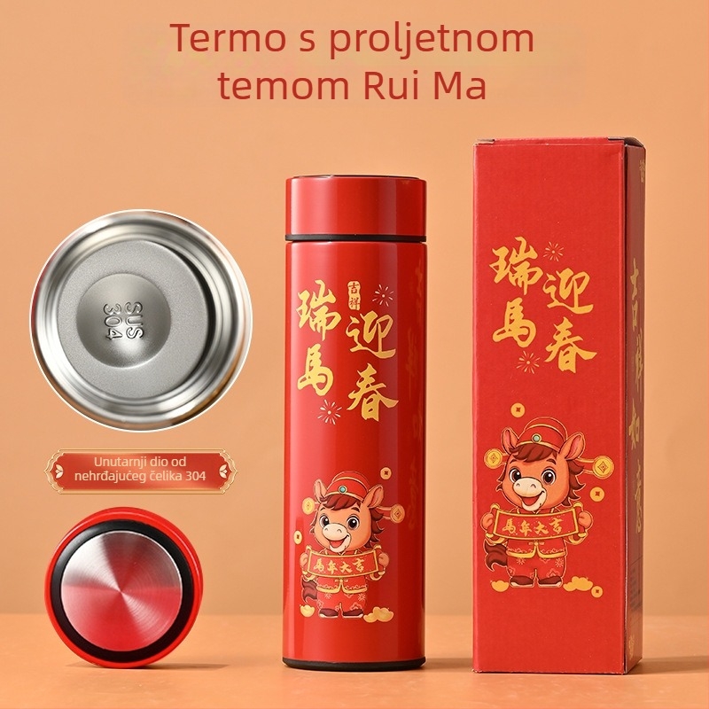 Termos šalica s unutarnjim 316L i vanjskim 201 čelikom, 6–12 sati izolacije, odjeljak za čaj, prikaz temperature i mogućnost prilagodbe logotipa