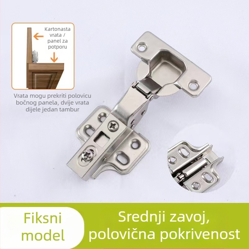 Dijeljiva šarka s potpuno preklopom i hidrauličkim tlumenjem za debele bočne ploče ormarića, od hladno valjanog čelika, štancanje