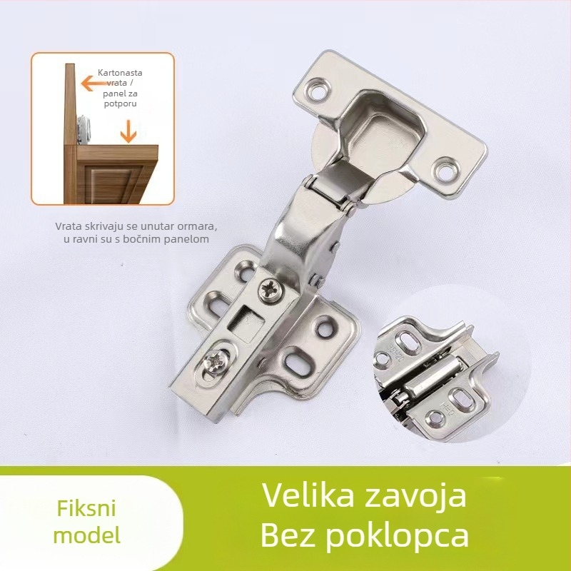 Dijeljiva šarka s potpuno preklopom i hidrauličkim tlumenjem za debele bočne ploče ormarića, od hladno valjanog čelika, štancanje