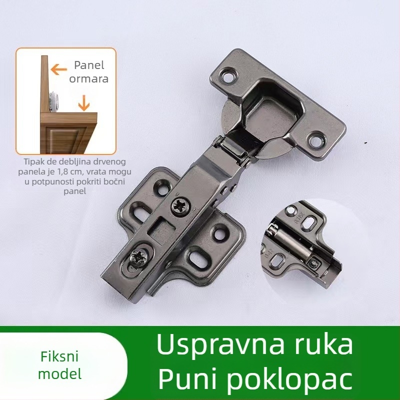 Dijeljiva šarka s potpuno preklopom i hidrauličkim tlumenjem za debele bočne ploče ormarića, od hladno valjanog čelika, štancanje