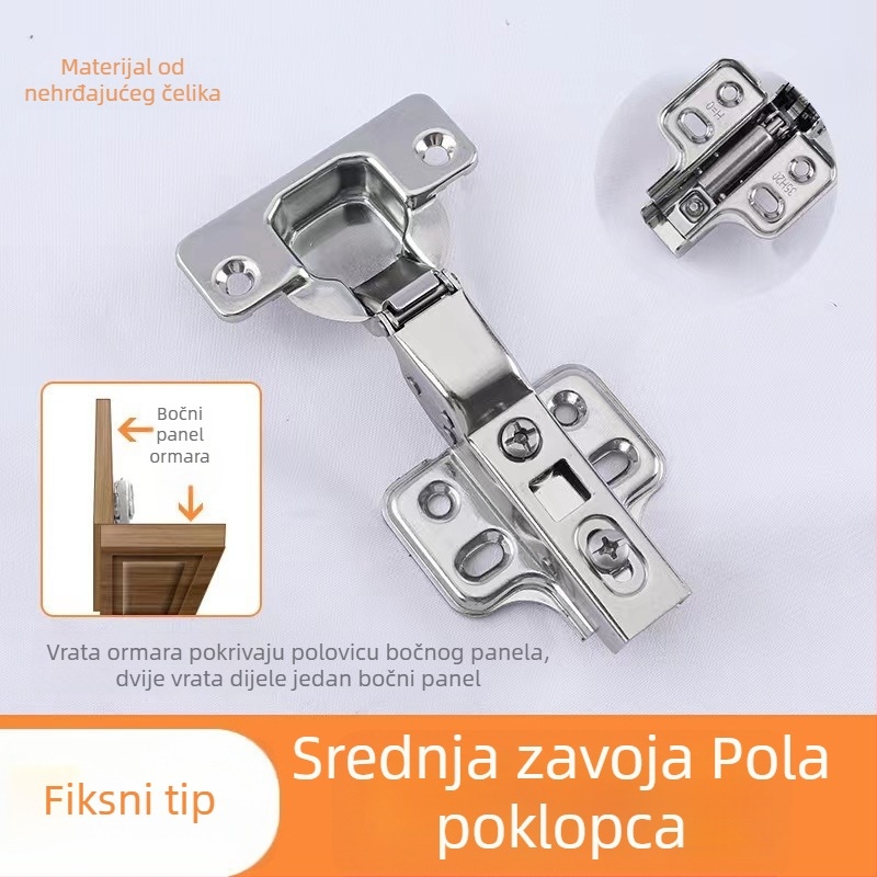 Dijeljiva šarka s potpuno preklopom i hidrauličkim tlumenjem za debele bočne ploče ormarića, od hladno valjanog čelika, štancanje
