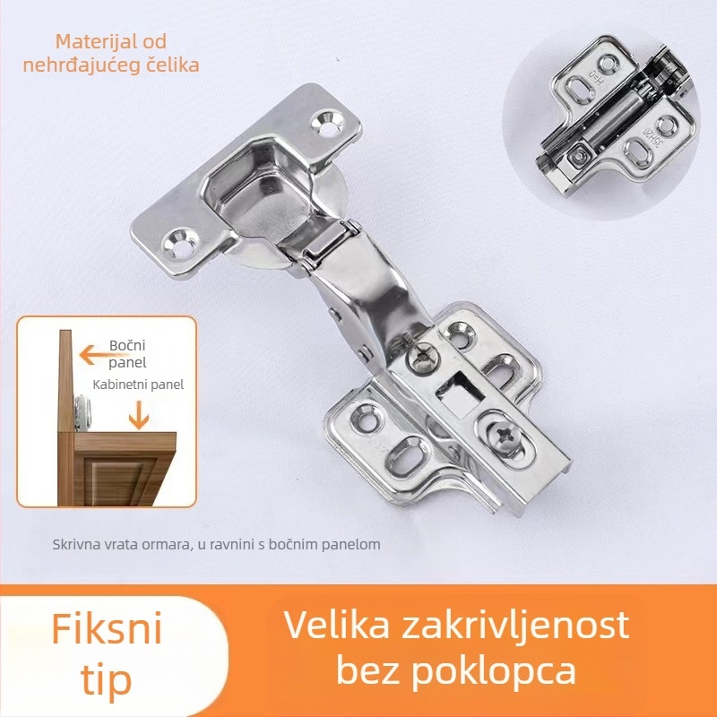 Dijeljiva šarka s potpuno preklopom i hidrauličkim tlumenjem za debele bočne ploče ormarića, od hladno valjanog čelika, štancanje