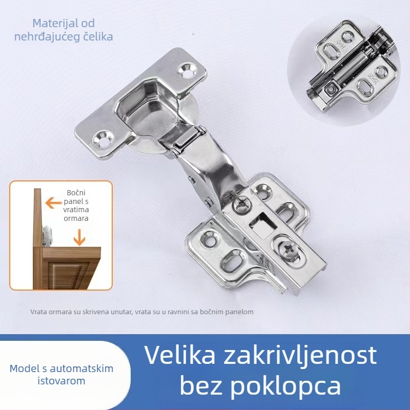 Dijeljiva šarka s potpuno preklopom i hidrauličkim tlumenjem za debele bočne ploče ormarića, od hladno valjanog čelika, štancanje