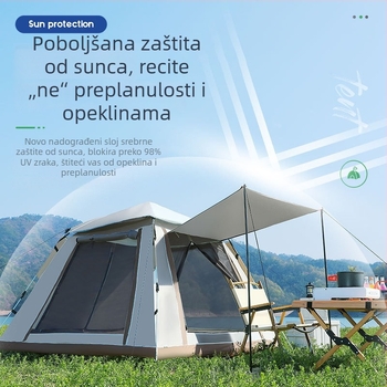 Automatska nadstrešnica šatora za kampiranje 3–4 osobe, brzo otvaranje, četiri sezone, šipke od vlaknastog vlakna, vanjska tkanina Oxford, težina 3,3 kg, vodootporna do 1000 mm