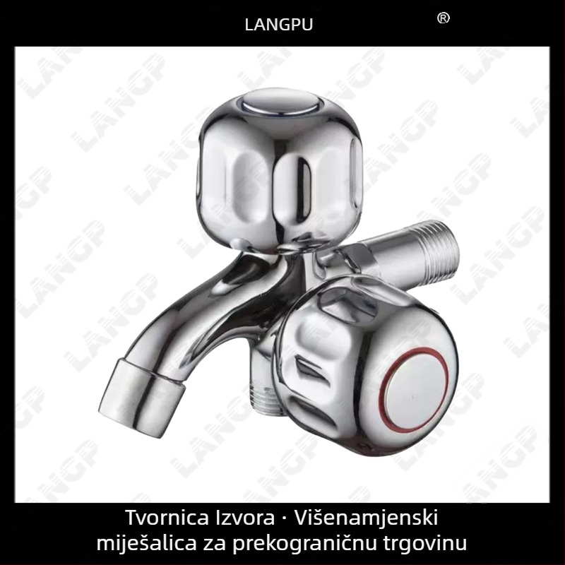 LP slavina za perilicu rublja – tijelo od cinkove legure, keramički disk ventil, spiralno otvaranje, jednostruka konstrukcija, elektroplatirani završetak, moderni minimalistički stil