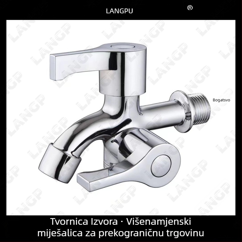 LP slavina za perilicu rublja – tijelo od cinkove legure, keramički disk ventil, spiralno otvaranje, jednostruka konstrukcija, elektroplatirani završetak, moderni minimalistički stil