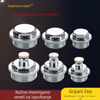 Ventil za otpuštanje zraka i ispuštanje vode na radijatoru s ručnim pogonom, vanjski navoja, kapica