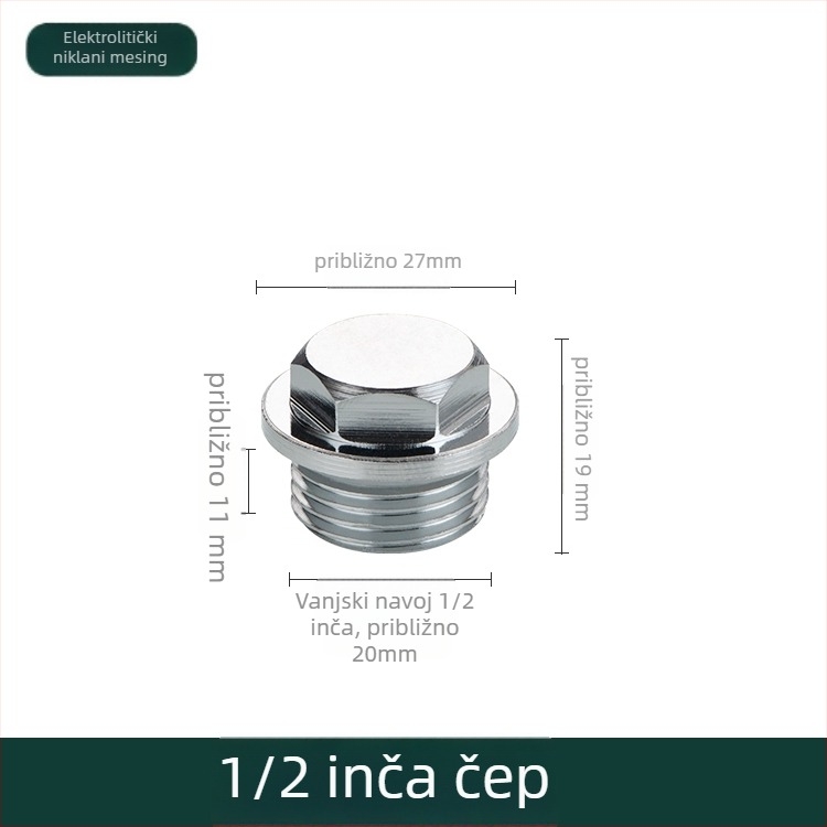 Ventil za otpuštanje zraka i ispuštanje vode na radijatoru s ručnim pogonom, vanjski navoja, kapica