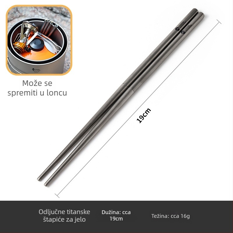 Vanjska titan posuda za kampiranje — ultra lagana, sklopiva, čisti titan; za 1–2 osobe; s logom