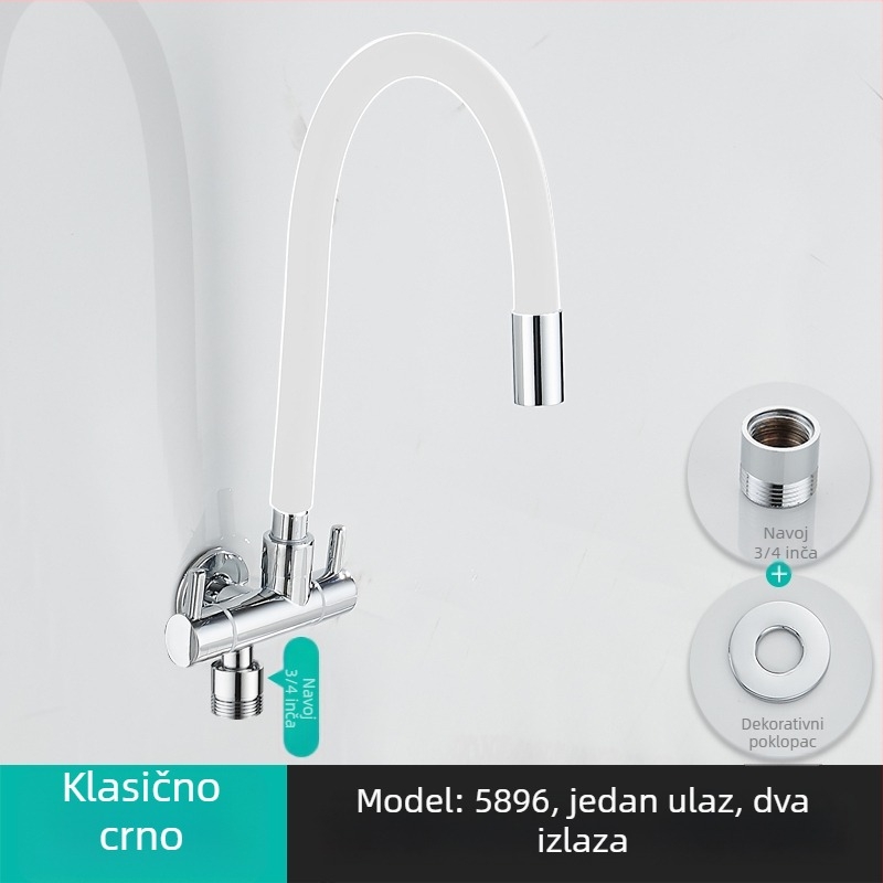 Mlaznica za perilicu rublja, s jednim ulazom i dvama izlazima, rotirajući trokutni kutni ventil; djelomično bakreno tijelo; keramički disk ventil; model 5896; jednostruko spajanje