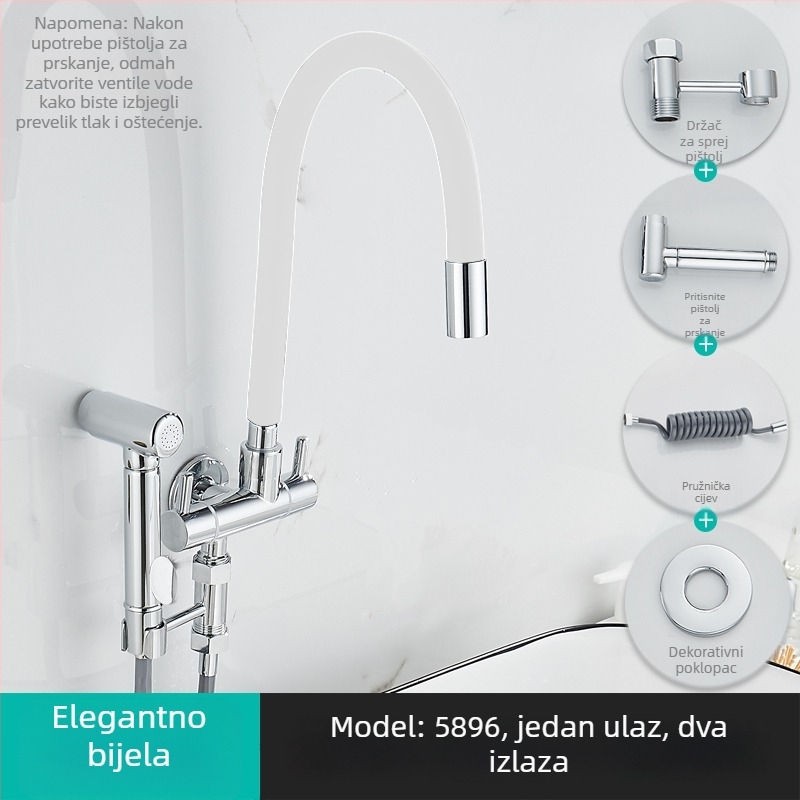 Mlaznica za perilicu rublja, s jednim ulazom i dvama izlazima, rotirajući trokutni kutni ventil; djelomično bakreno tijelo; keramički disk ventil; model 5896; jednostruko spajanje